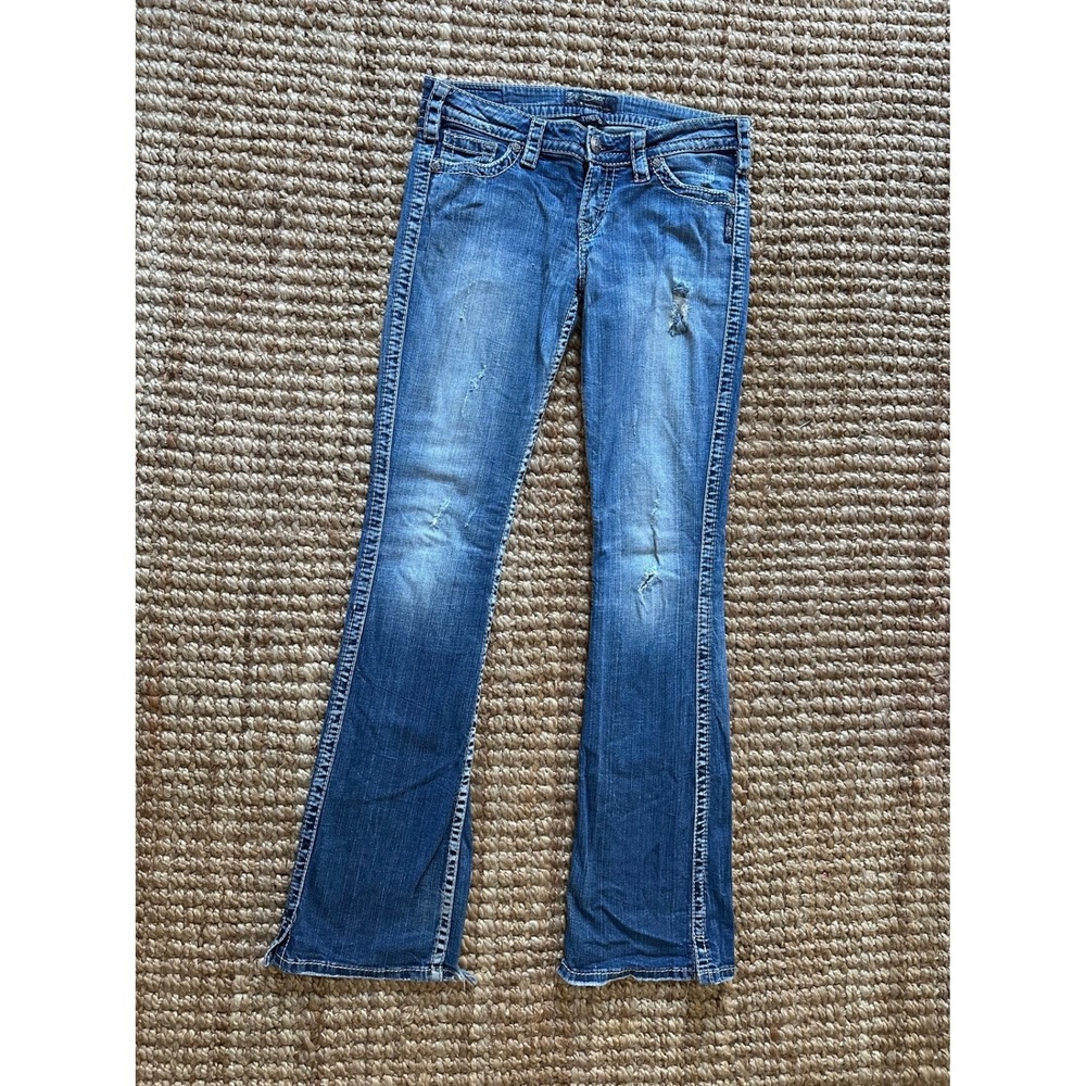 Silver Jeans Co Twisted Western Bootcut Jeans Blue Distressed Women's W28 L33